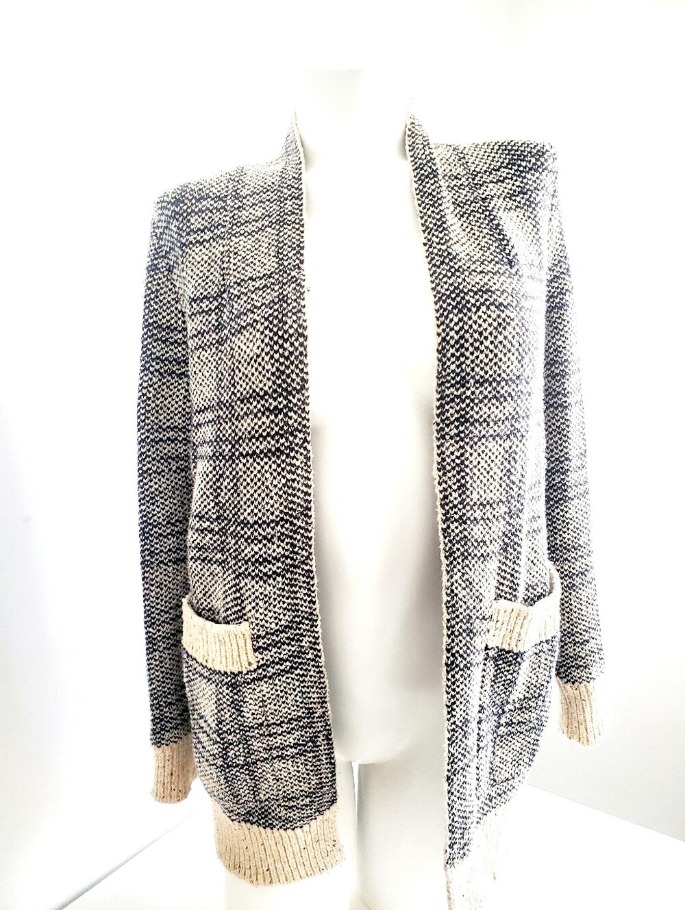 Roots Black and Cream Plaid Cardigan